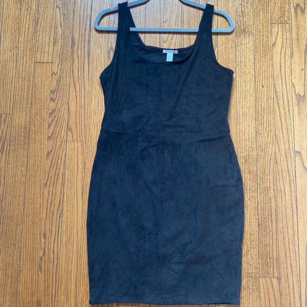 ASTARS black faux suede mini dress